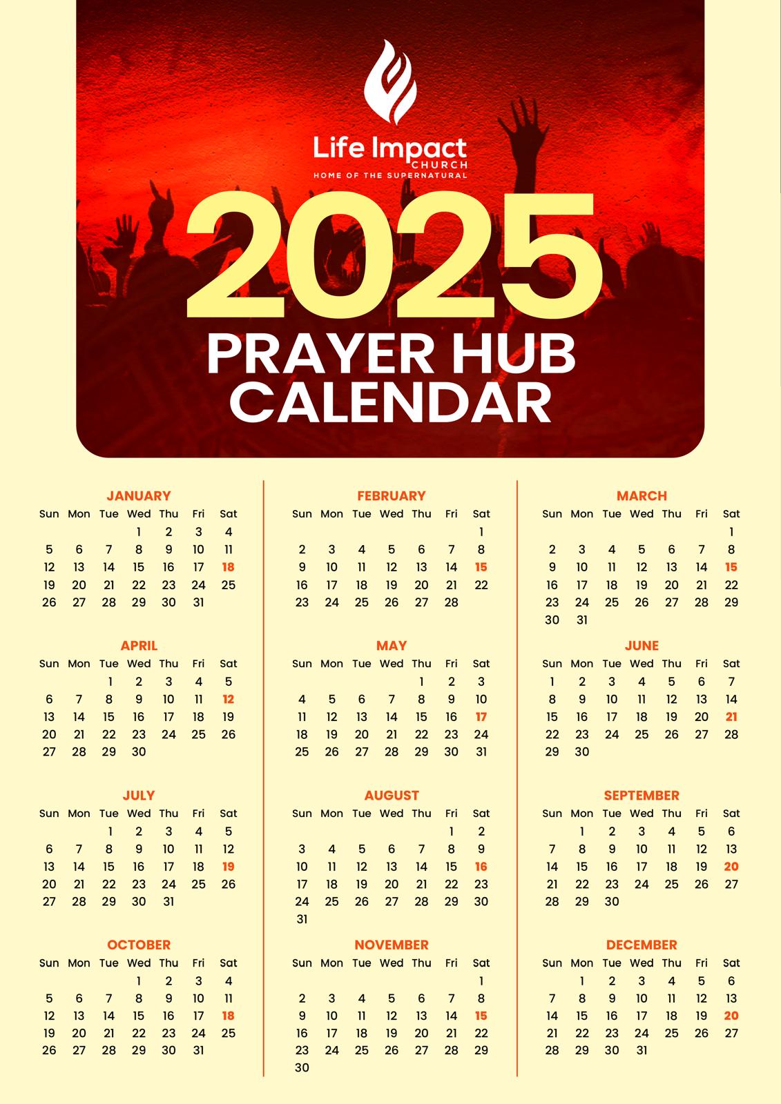 Prayer Hub Calendar